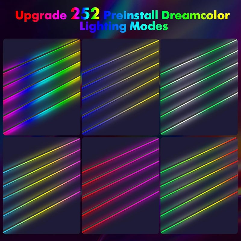 WEBUPAR New Version Dreamcolor Acrylic Car Interior Lights 18 in 1 RGB Car Ambient Lighting Kit APP Control Zoned Control System 252 Color Modes DIY 16 Million Colors Music Sound Active Neon LED Strip Lights - Image 4